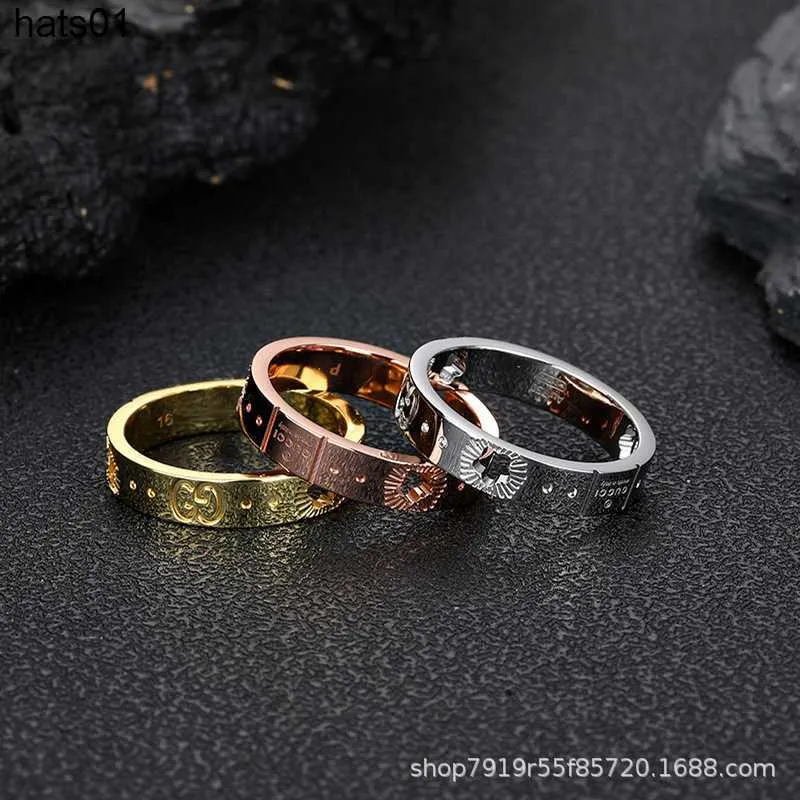 G Pierścień srebrnego prostego pustego pierścienia gwiazdorskiego podwójna g pary Pierścień dla mężczyzn i kobiet