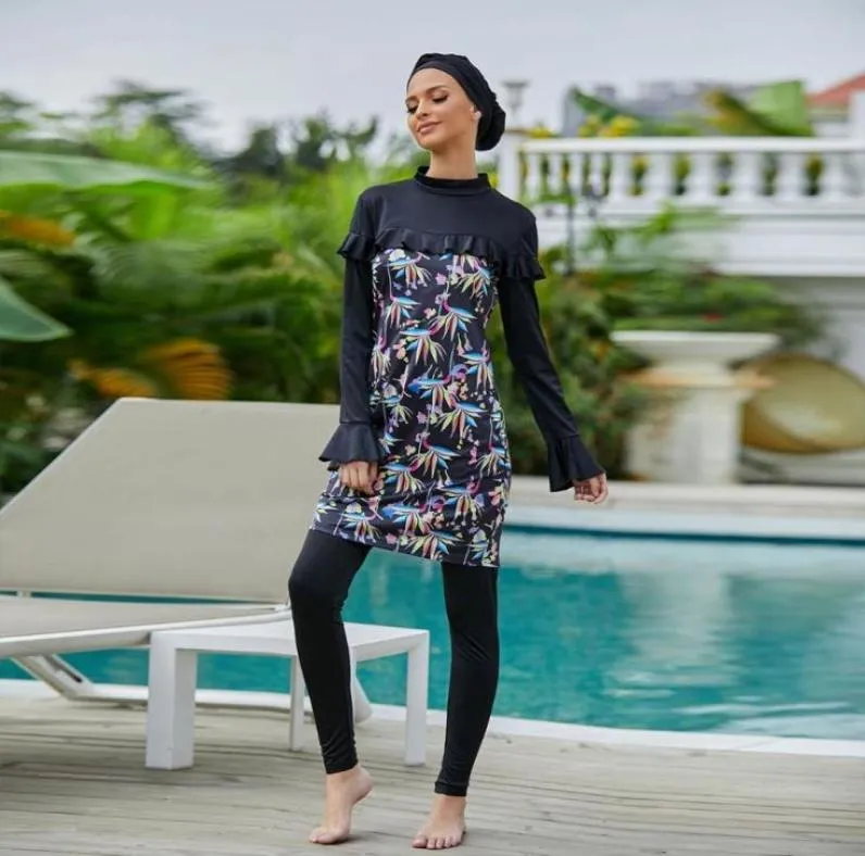 Maillot De Bain Femme Musulman Burkini Avec Hijab Cap Manches