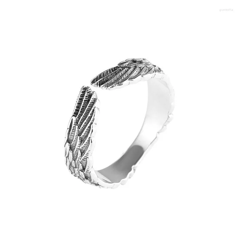 Clusterringen JZ311 Zfsilver Silver S925 Fashion Trendy Design Simple Luxury Luxe Cute Retro Lovely Angle Wing Ring For Women Wedding Party