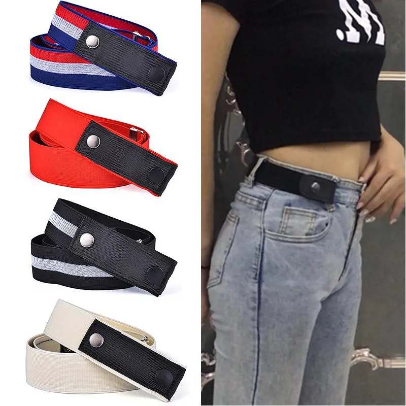 Ceintures Mode Femmes Punk Ceinture Réglable Noir Oeillet Boucle En Caoutchouc Fils Élastique Bandage Ceinture Pour Jeans Femme