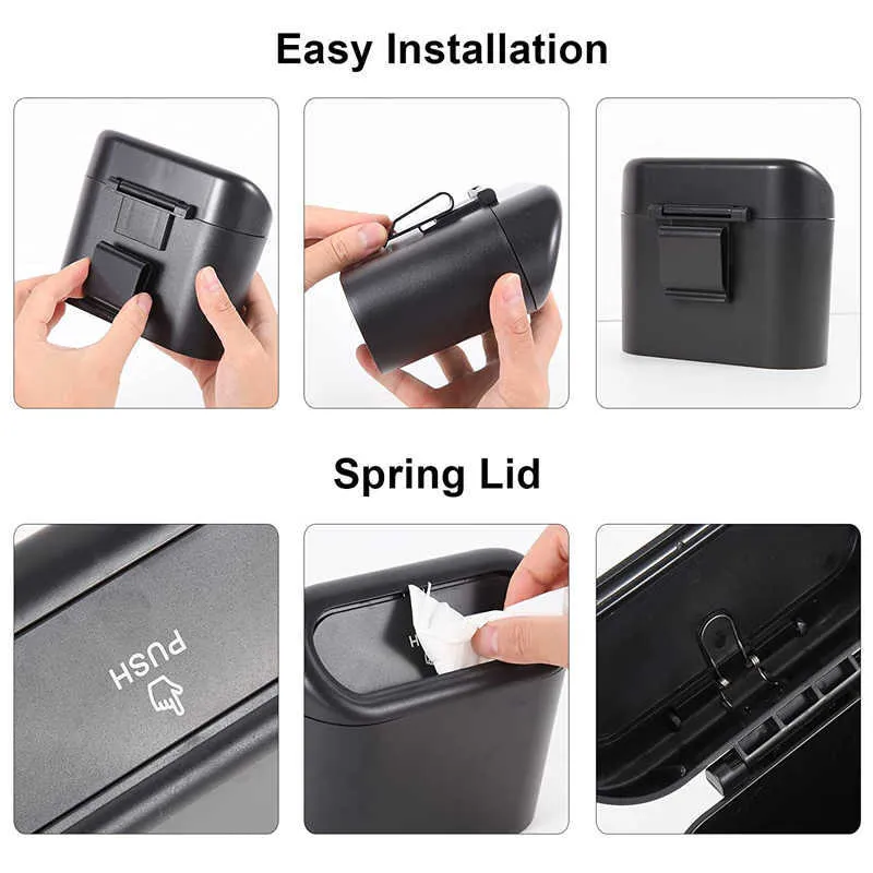 New New Hanging Car Trash Can Vehicle Garbage Dust Case Storage Box ABS  Square Pressing Trash Bin Auto Interior Accessories For Car From 3,35 €