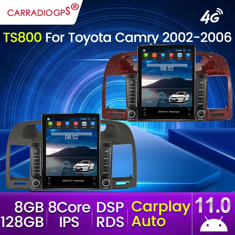 128G IPS RDS DSP Android 11 CAR DVD Stereo Video Radio Bluetooth Multimedia Player GPS för Toyota Camry 2002-2006