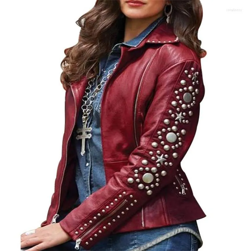 Women's Leather Fashion Casual Pu Lapel Zipper Jacket Coat Top Short Jackets Drill Artificial Trendy Small