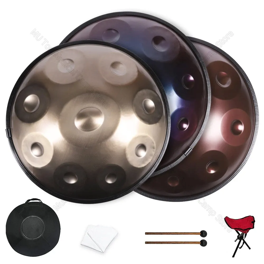 440Hz Yıldızlı Gökyüzü Renkli Handpan Drum 9/10 Tonlar 22 inç D Küçük Çelik Dil Davul Yoga Meditasyon Enstrümanı Hediye Tambor