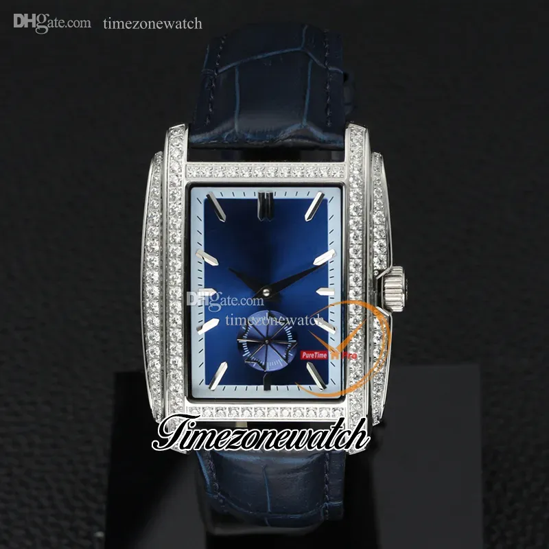 NIEUW Gondolo 5124 5124G-011 Bluedial Asian 2813 Automatische heren Watch stalen kast diamant ring blauwe lederen band 35 mm heren horloges twpp timeZoneWatch Z06