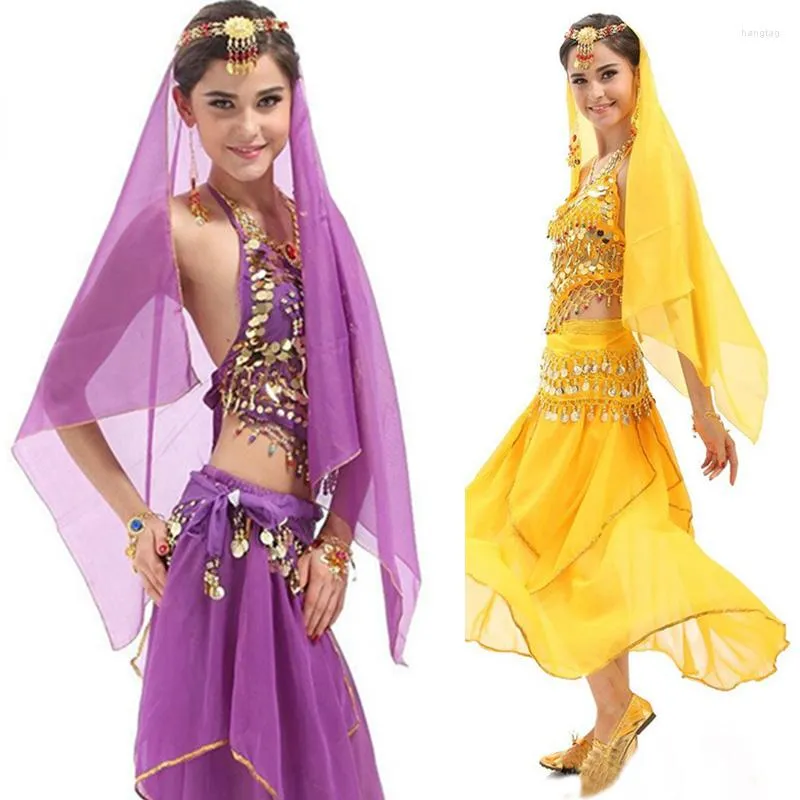 Stage Wear 4pcs/Set Gypsy Dance Costume Adult Women Belly Tribal Bollywood Performances Bellydance