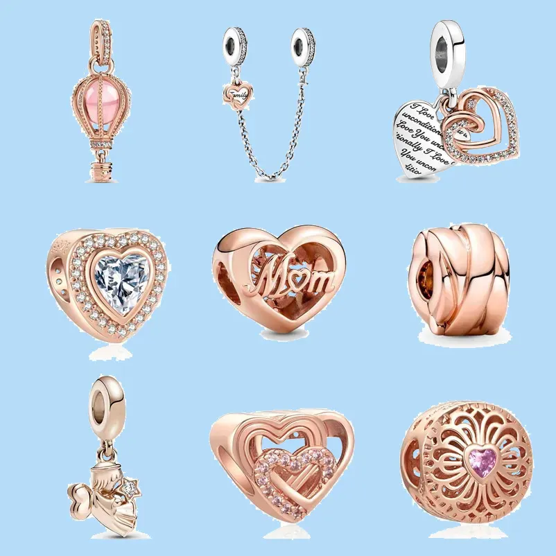 925 sterling silver charms for pandora jewelry beads DIY Pendant women Bracelets beads DIY Fine Hot Air Balloon Family Dangle Jewelry Mom