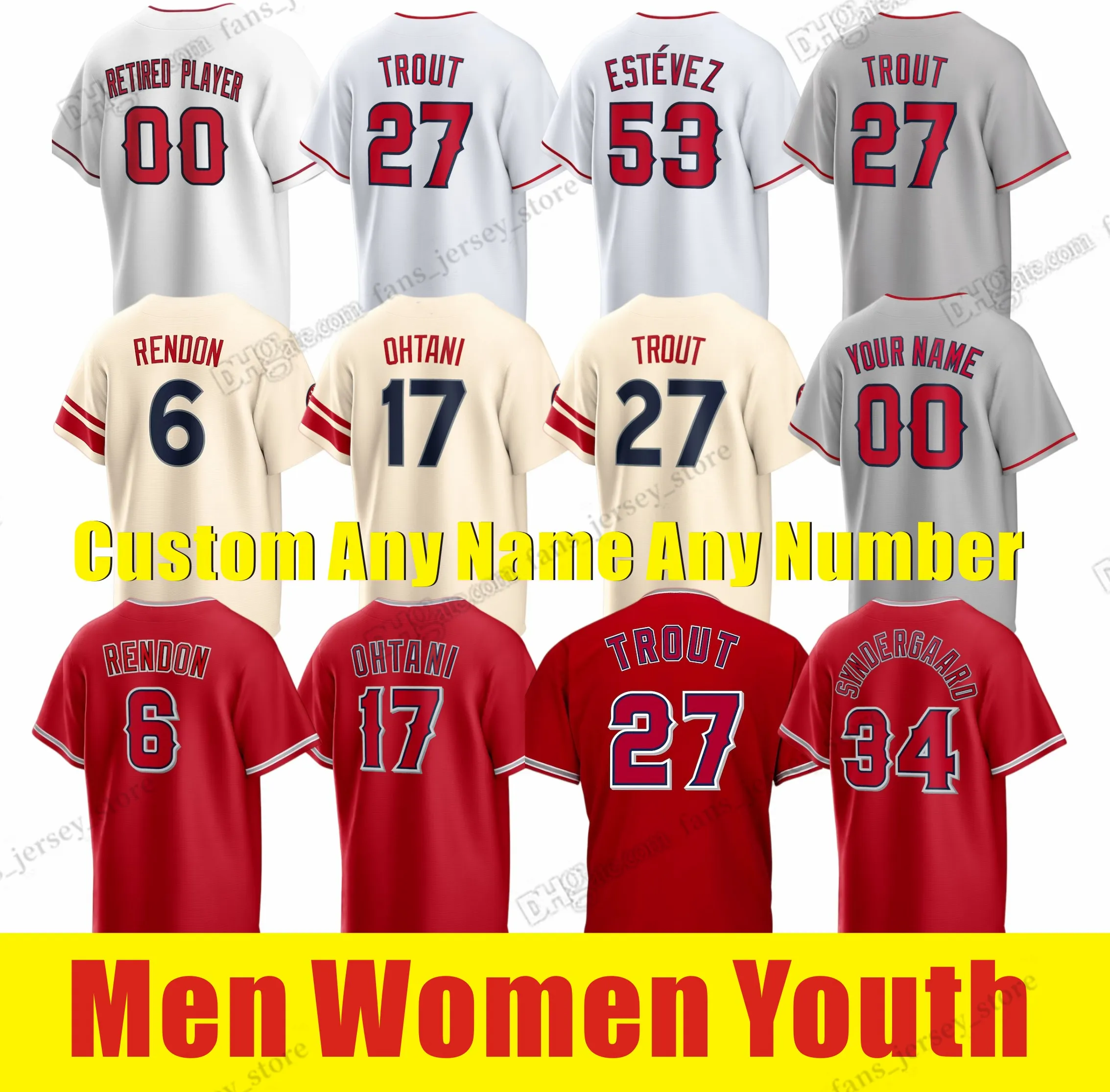 Stitched Custom Custom Baseball Tees Featuring Mike Trout, Shohei