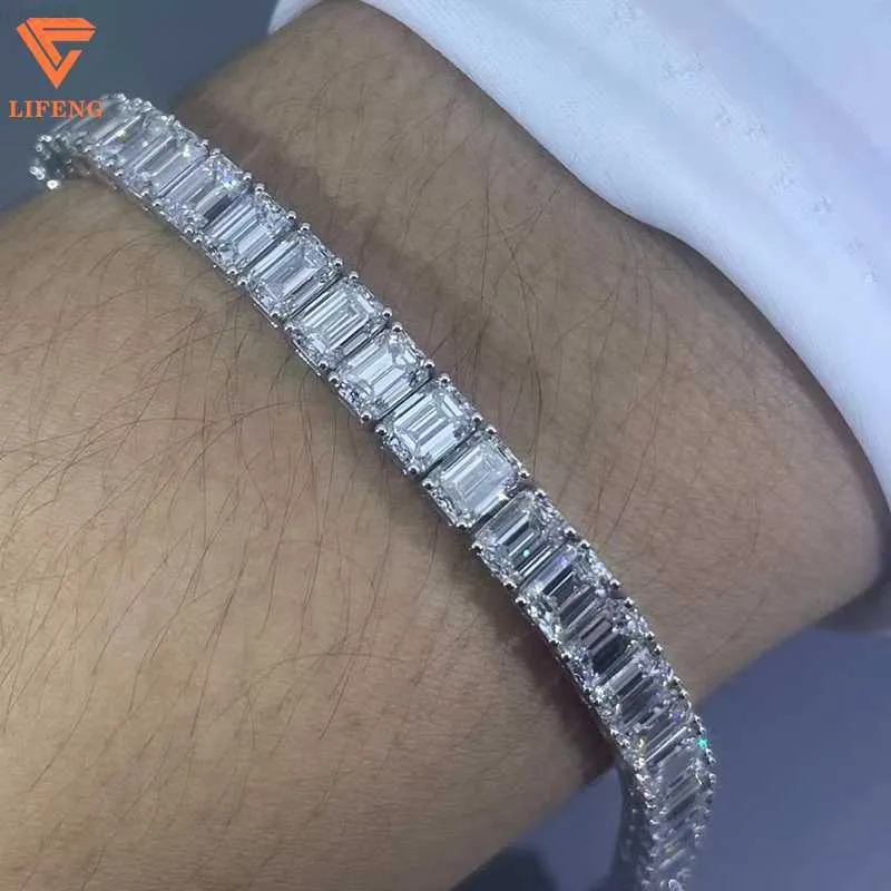 Venta de diseño de moda Color blanco Vvs Moissanite Baguette pulsera con forma de joyería de lujo pulsera de tenis