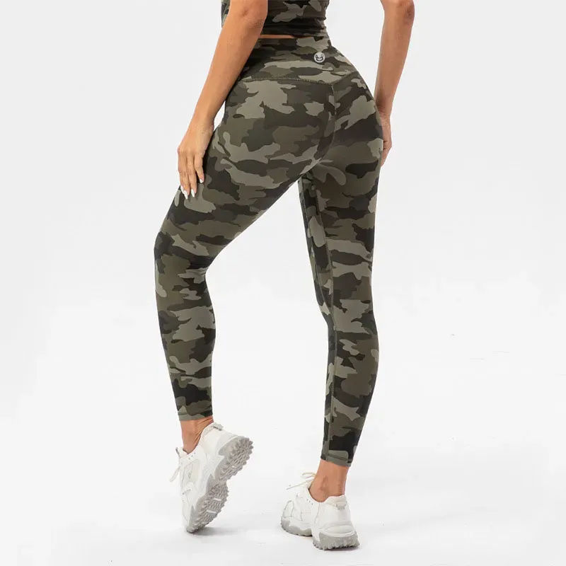 Camouflage yoga pants for women's high waist hip lift outfit fitness pants thin summer nude sports leggings VELAFEEL