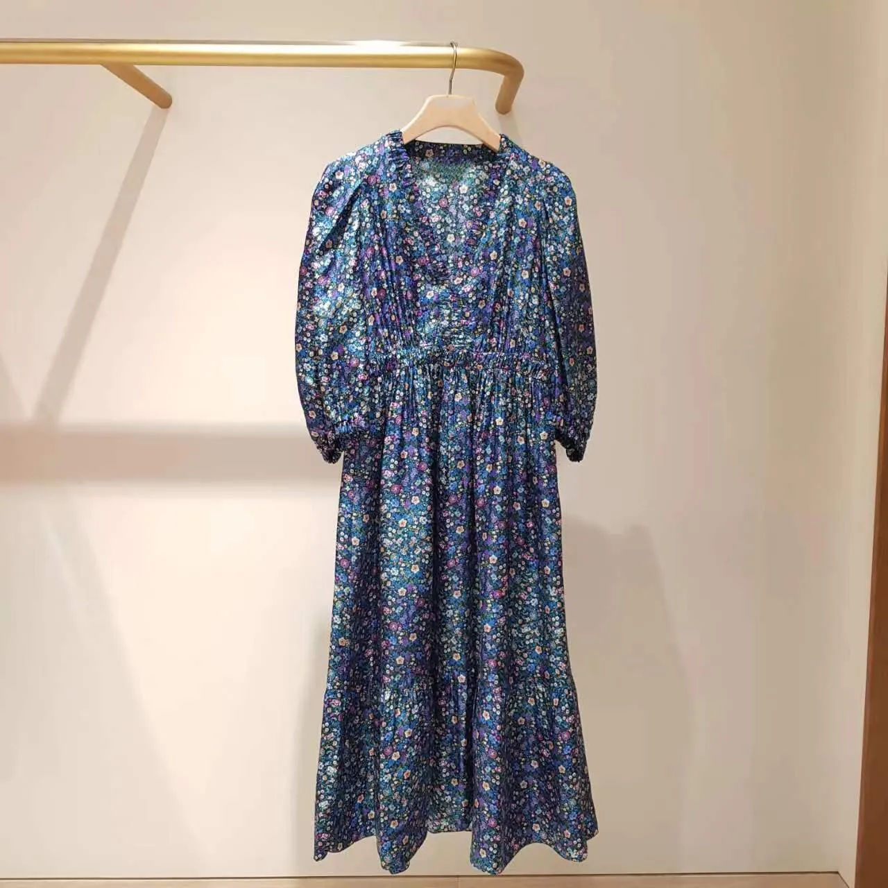 long sleeve midi maxi dress Hyacinth House Long Sleeve Brown Multi Floral Oslo Midi Dress Brown Multi Floral / XS