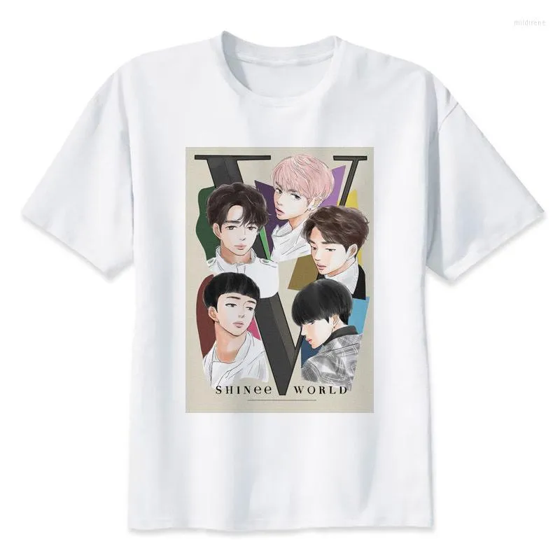 Hommes t-shirts Shinee Kpop T-Shirt hommes 2023 été mode T-shirt décontracté blanc impression chemise pour homme confortable garçon haut t-shirts Y2131