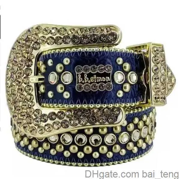 Top Designer Bb Ceinture Simon Ceintures pour Hommes Femmes Ceinture en diamant brillant Noir sur Noir Bleu blanc multicolore avec strass bling en cadeau 1x