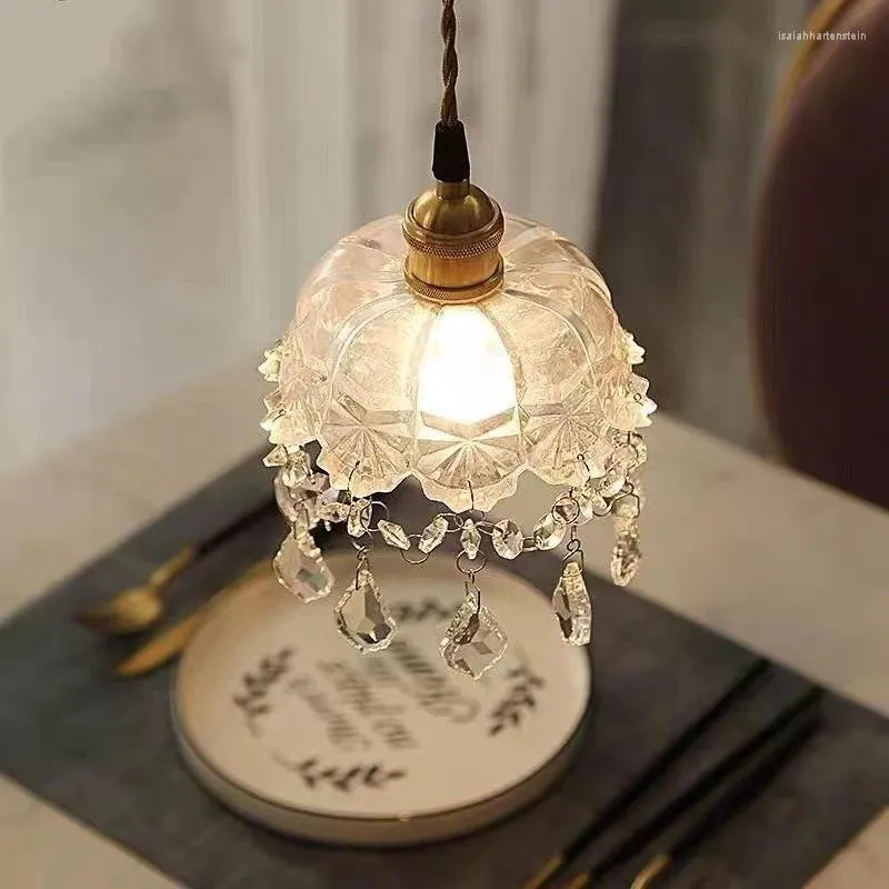 Pendant Lamps Modern Led Glass Light Crystal Hanging Lamp Restaurant Kitchen Dining Room Drop Lighting Fixture Luminaire Metal Bedside
