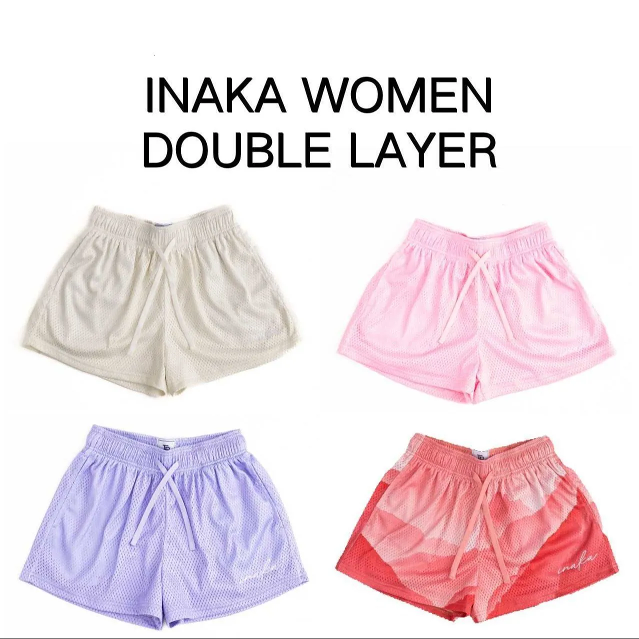 Womens Shorts Inaka Double Mesh Basic Colors Gym Grafisk kraft för 230515