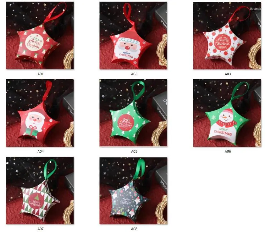 Present Wrap 10st Christmas Boxes Santa Claus Candy Box Star Shape Merry Bags For Home Year Xmas Decor Kids Gifts
