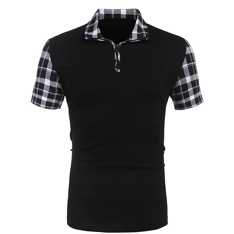 Herenpolo's Zomer Heren Casual Strikt Poloshirt met korte mouwen Zakelijke kleding Luxe T-shirt Herenmode Raster Rits Polo's Tops Heren 230515