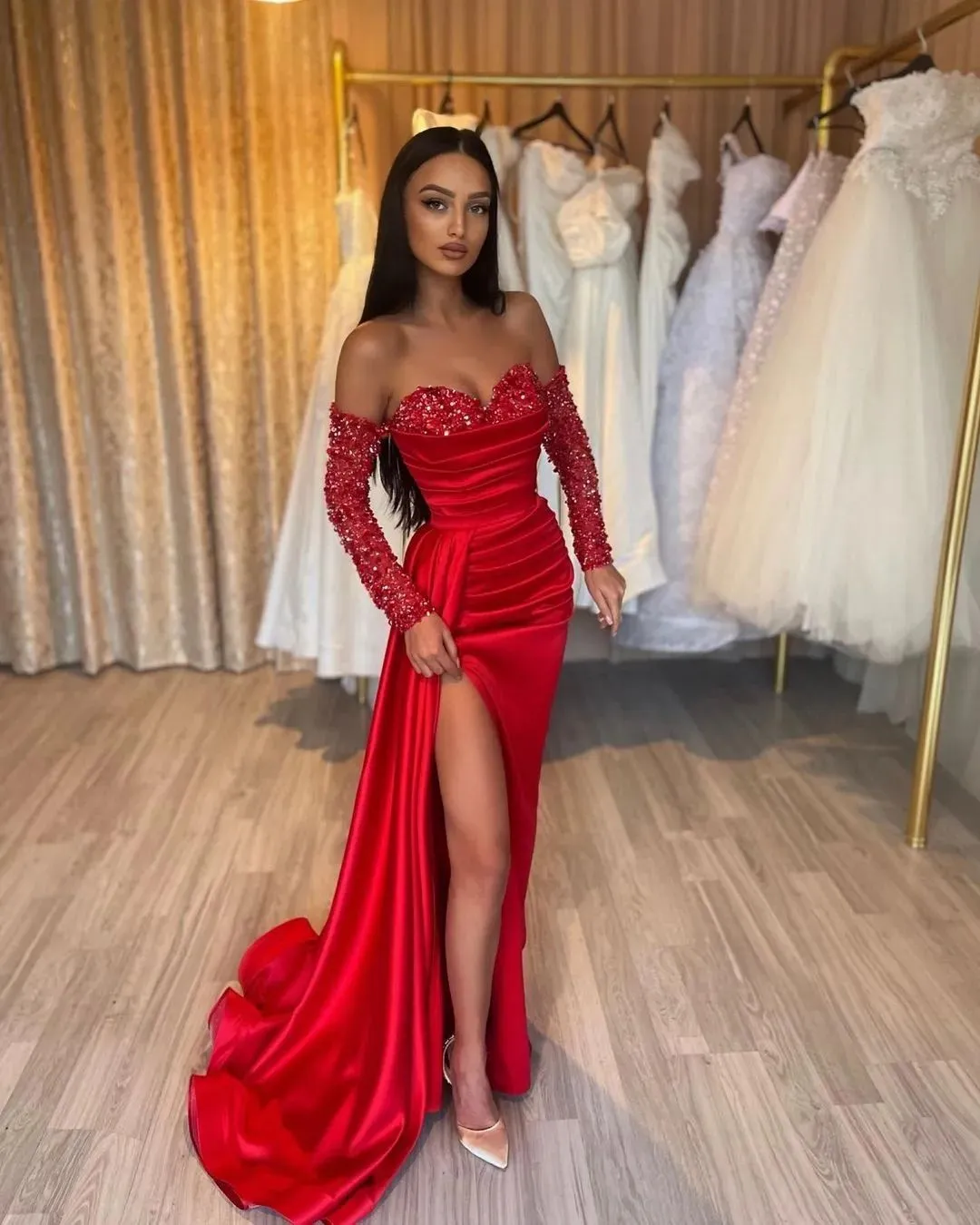 Dhgate red prom dress hotsell