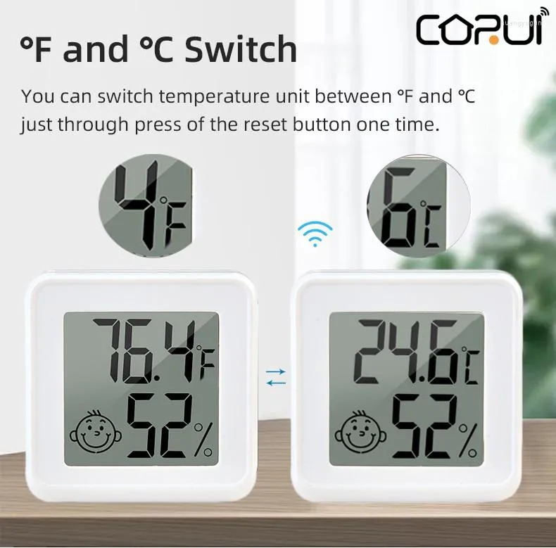 Smart Home Control CORUI Mini Temperature And Humidity Sensor Thermohygrometer Digital Celsius Fahrenheit Thermometer Emotional