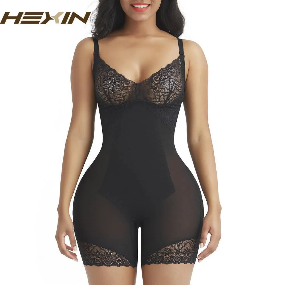 Taillen-Bauch-Shaper HEXIN Pembentuk Tubuh Deep V Neck Sexy Bodysuit Korset Pinggang Pelatih Menarik Pelangsing Perut Butt Lifter Pakaian Dalam Fajas 230515