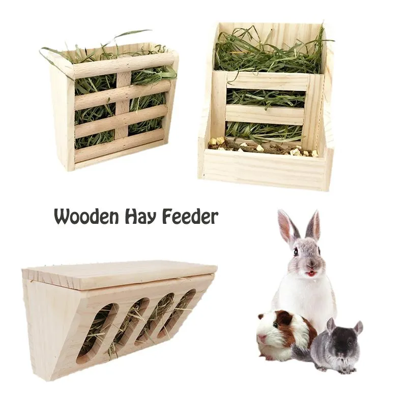 Dostarcza pet hay podajnik drewniany mokry siana na podłogę do małych zwierząt królików królicz