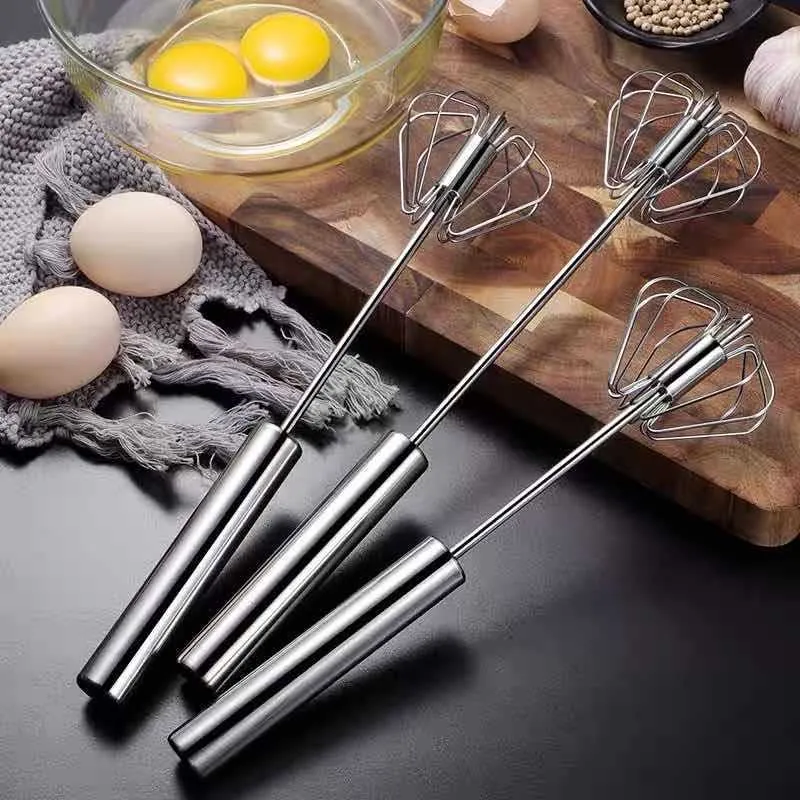 Semi automatic Egg Whisk Stainless Steel Hand Push Blender Egg Beater Milk Frother Mixer Stirrer Kitchen Versatile Stiring Tool