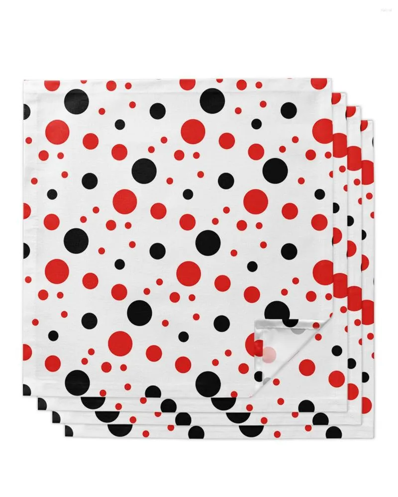 Tafel servet 4 stks rode zwarte polka stippen vierkante servetten 50 cm feest bruiloft decoratie doek keuken diner portie