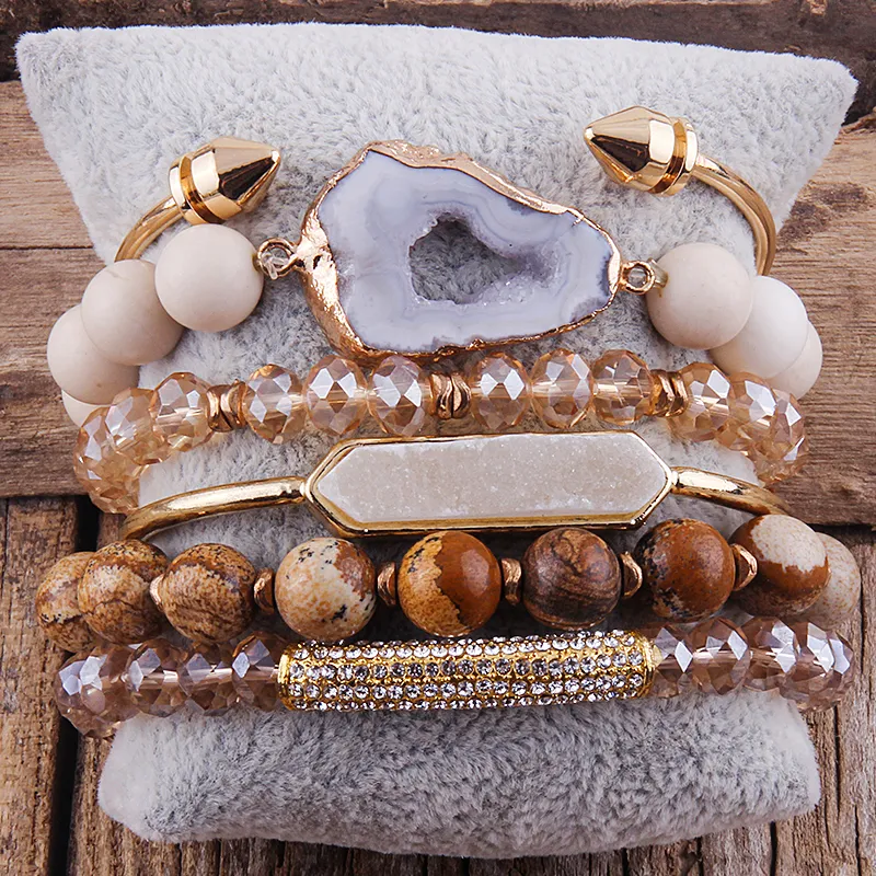 Boho Beaded Bracelets for Women 6pc Stackable Chain RH Fashion Jewelry Set Multicolor Beaded Bangles Gift for Her 2024