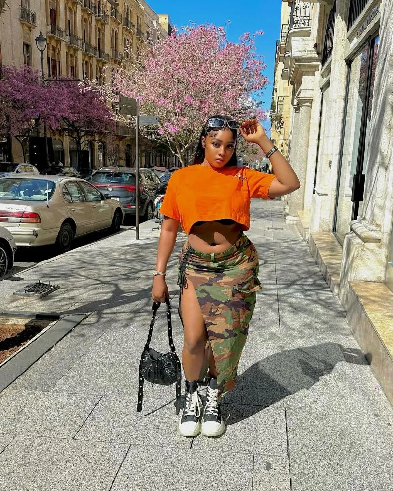 Camouflage and top lace skirt