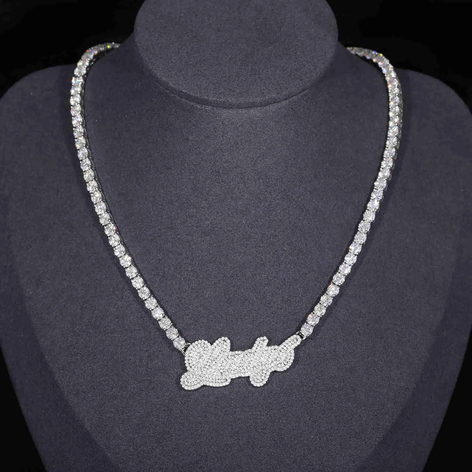 Moissanite personnaliser nom collier Hip Hop bijoux en argent Sterling 925 glacé lettre pendentif à breloque collier de Tennis