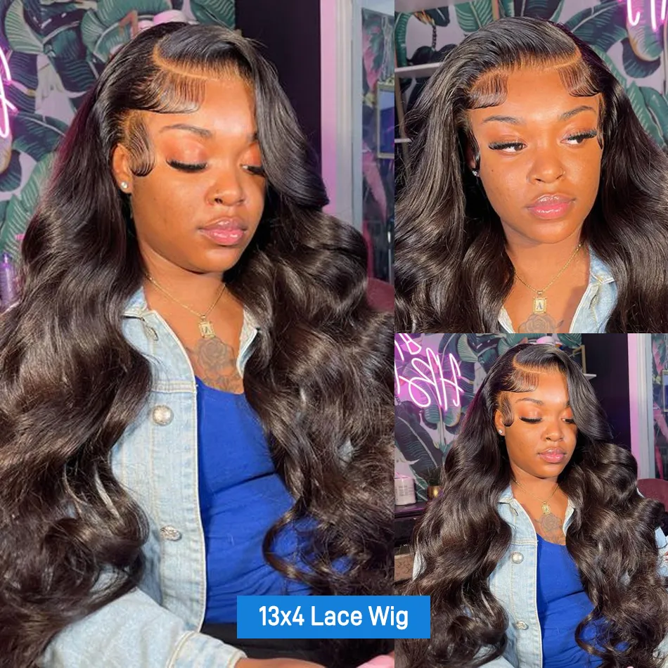 Human hair blend black lace front wave wig Long Wavy Lace Front Wig: Black Human Hair Blend - Etsy Israel main image 4