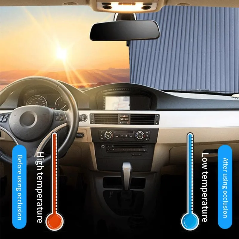 Car Sunshade Upgrade Windshield Sun Shade Automatic Extension Cover Window UV Visor Protector Curtain46CM/65CM/70CM/80CM