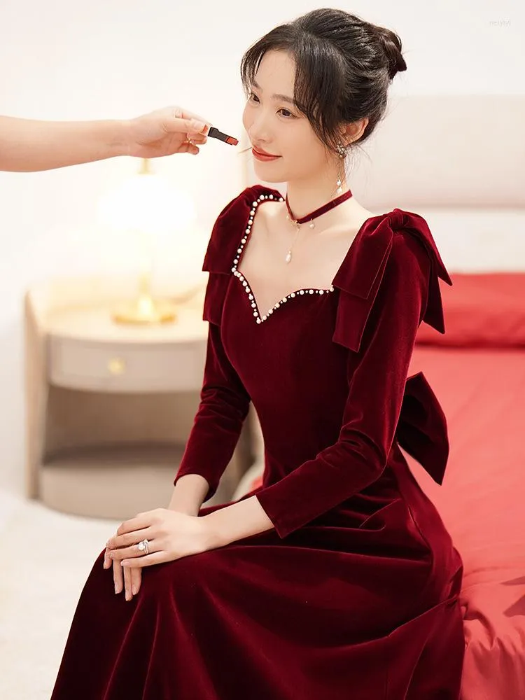 Vestiti bordeaux lunghi hot sale