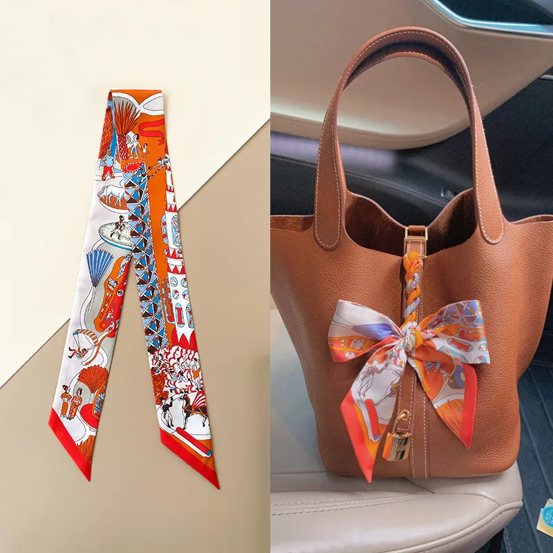 100% Silk High Quality and High-End World Expo Twill Silk Scarf Womens Silk Twill 18 M Thin Strip Small Silk Ribbon Arm Bag Handle Decoration H