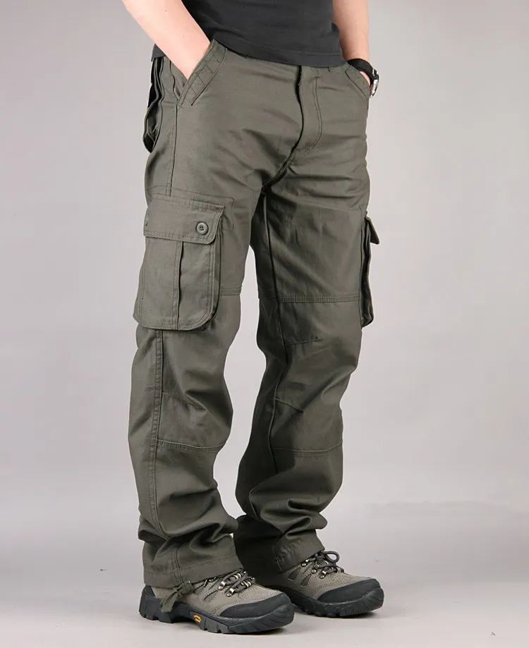 Men's Pants Men's Cargo Pants Mens Casual Multi Pockets Military Large size 44 Tactical Pants Men Outwear Army Straight slacks Long Trousers 230515