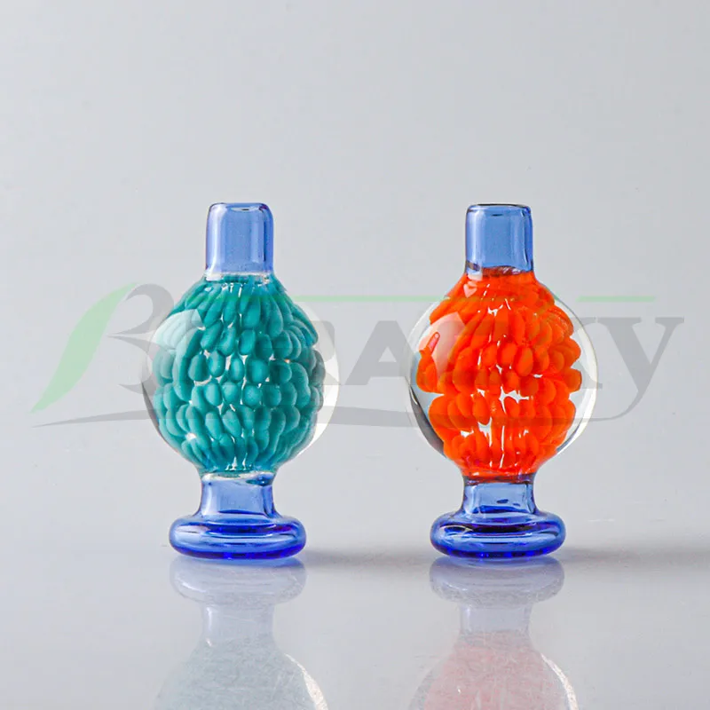 Beracky New Built-in Flower Glass Bubble Carb Cap 26mm OD Stripe Carb Caps for Beveled Edge Quartz Banger Nails Water Bongs Dab Rigs