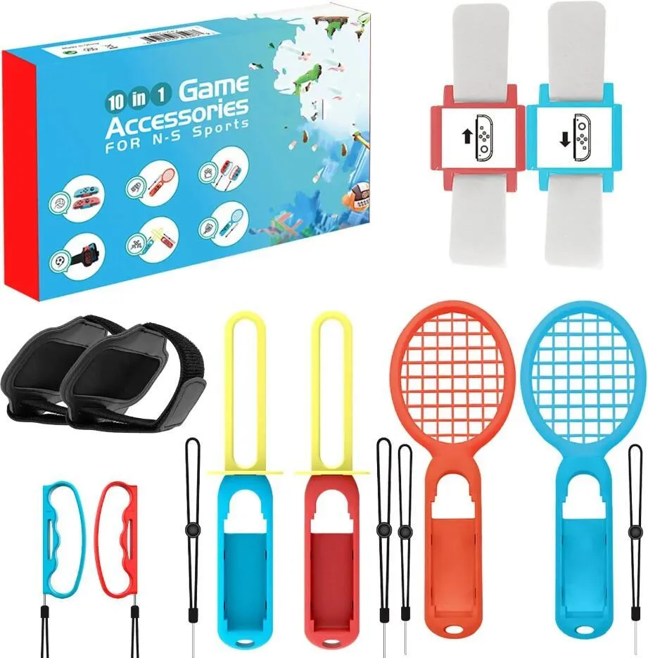 För Switch Sports Gaming Accessories Bundle för Nintendo Switch OLED 10 i 1 Family Kit videospel Tillbehör