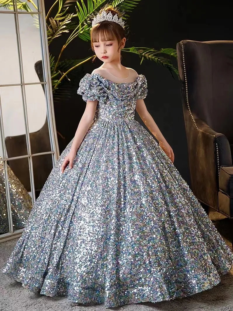 Women Shiny Mesh Dress Puff Sleeve Princess Party Evening Prom Ball Gown  Elegant | eBay