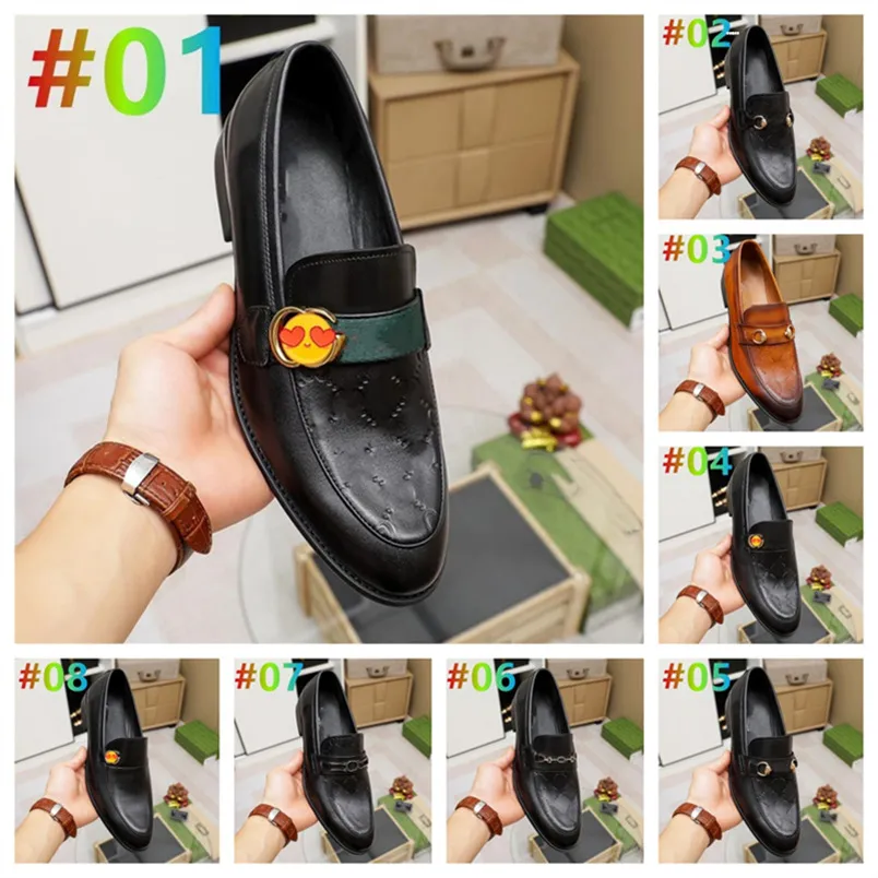 2023 Top Heren Designer Dress Shoes Black Bruine Luxe Mode Gentle Men Casual Toe Prom avondschoen Maat 38-46