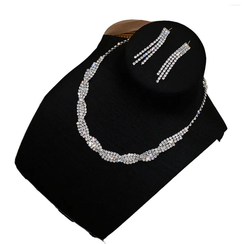 Halskette Ohrringe Set elegant glänzender Strassschmuck Perle Charme und Drop Birthday Anniversary Mother's Day Geschenk