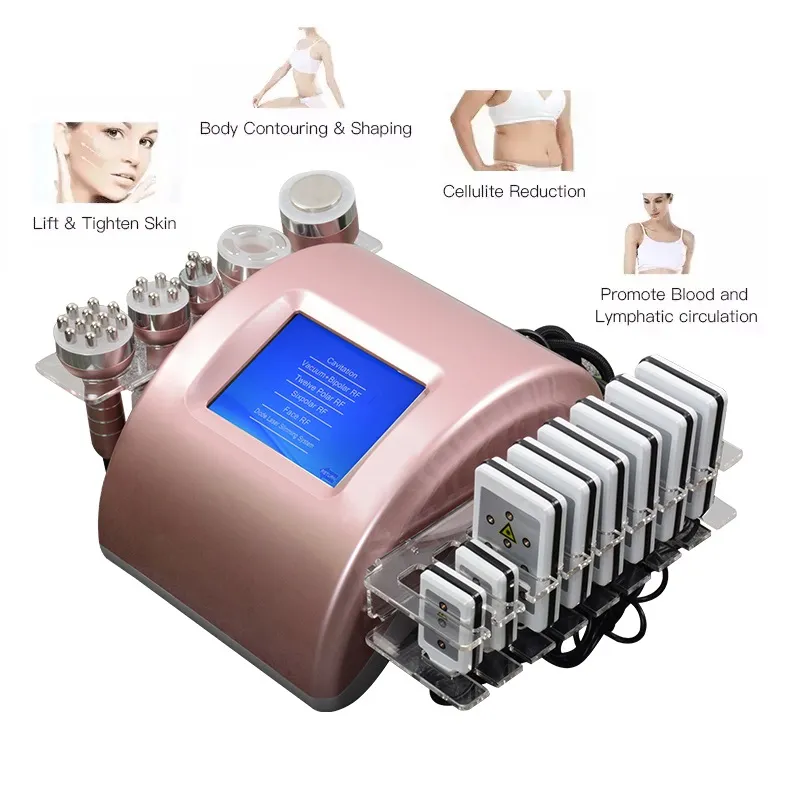 Salong Använd fettreduktion Slantmaskin LIPOLASER 650NM DIOD LASER Profesional Cavitation Fat Borttagning RF Skin åtdragningsmaskiner