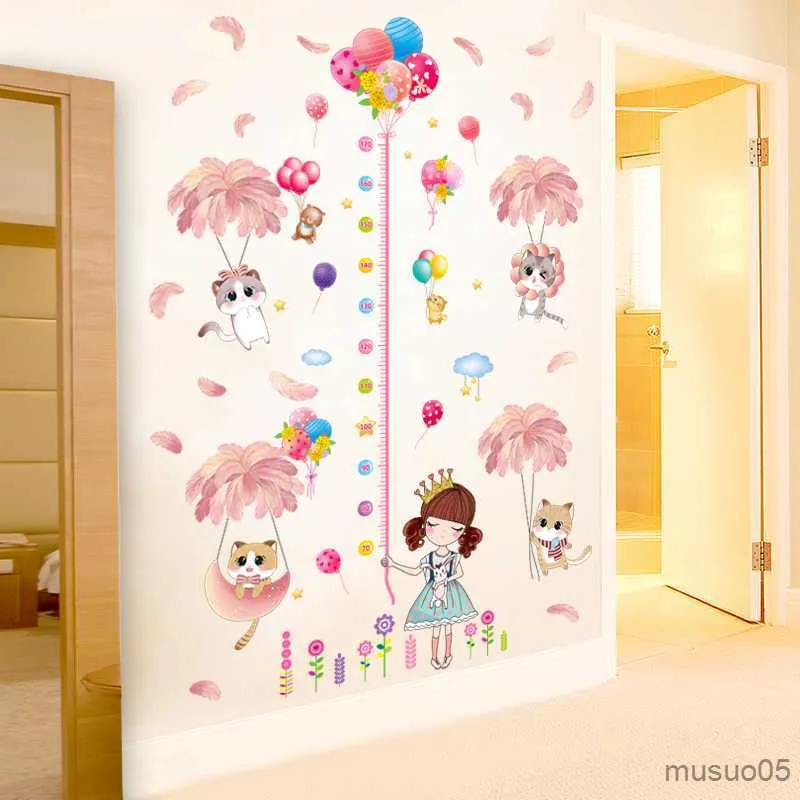 Enfants Jouets Autocollants Chats Plumes Stickers Muraux DIY Fille Ballons Stickers Muraux pour Enfants Chambre Bébé Chambre Maternelle Pépinière Décoration de La Maison