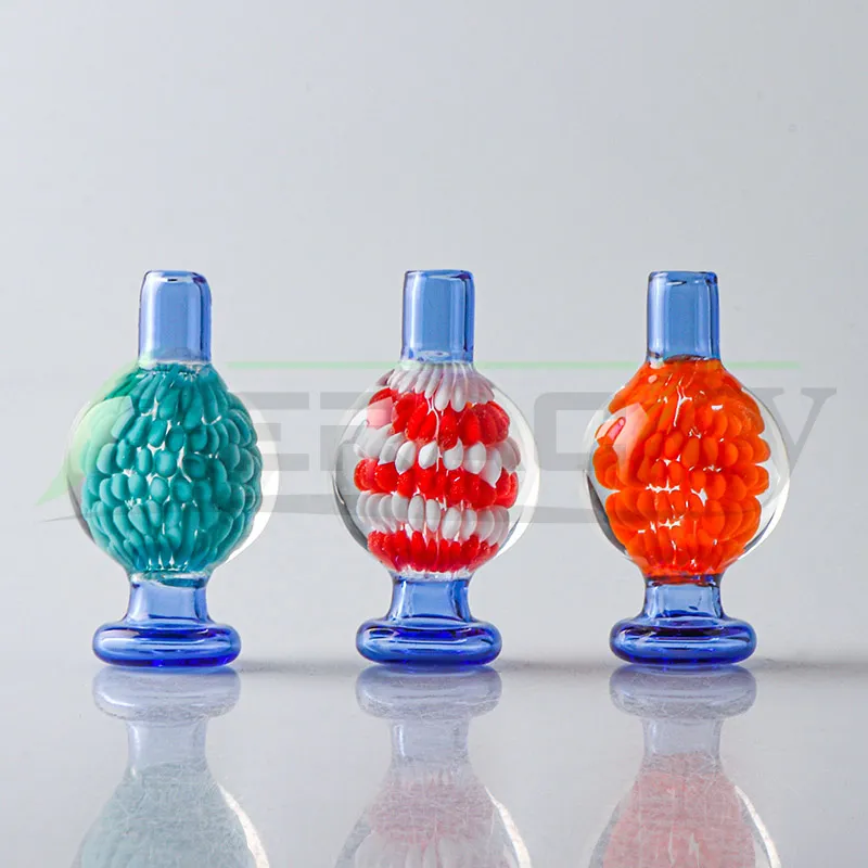 Beracky New Built-in Flower Glass Bubble Carb Cap 26mm OD Stripe Carb Caps for Beveled Edge Quartz Banger Nails Water Bongs Dab Rigs