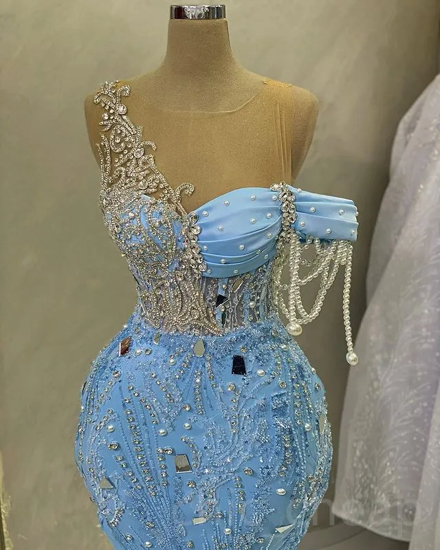 2023 May Aso Ebi Beaded Crystals Prom Dress Sequined Lace Mermaid Evening Formal Party Second Reception Birthday Engagement Gowns Dress Robe De Soiree ZJ260