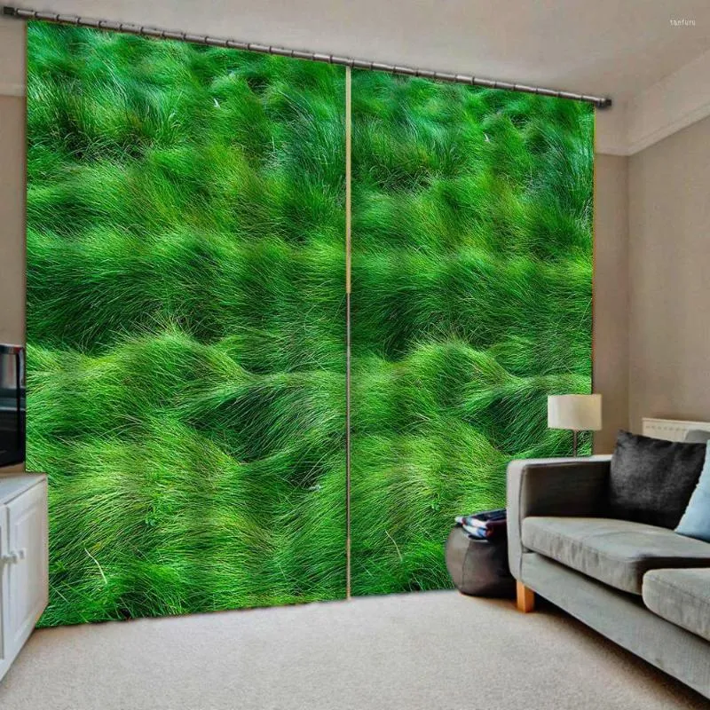 Vorhang, grüne Grasvorhänge, individuell gestaltet, 3D-Erkerfenster, Balkon, verdickte Windschutzscheibe, Verdunkelung