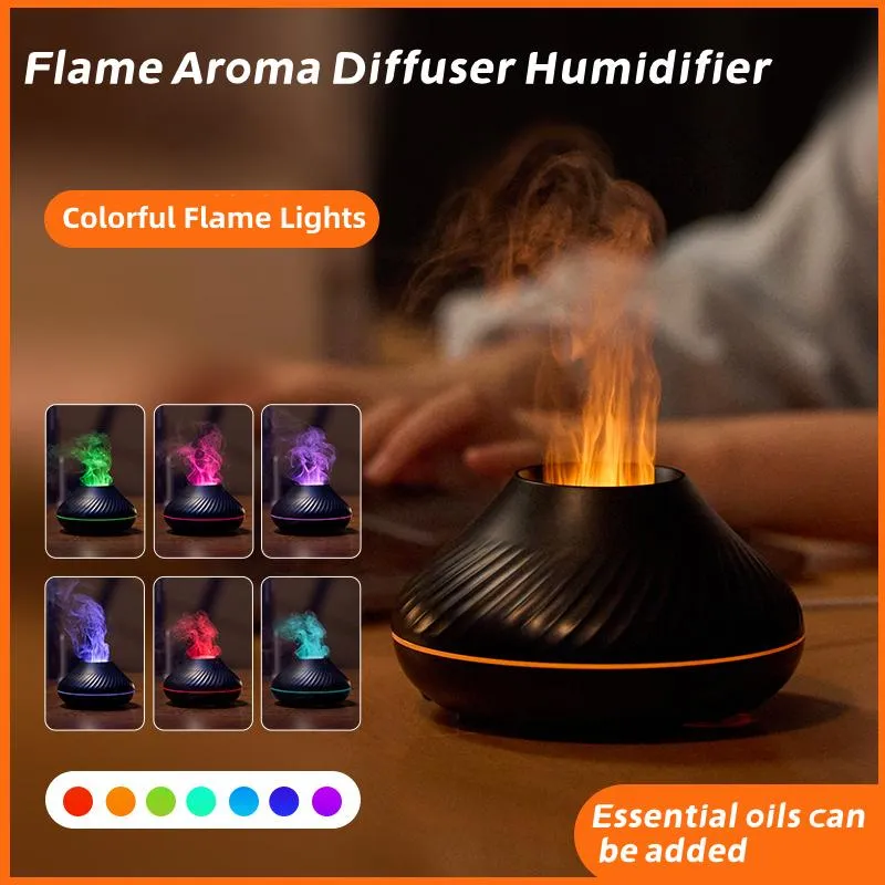 Humidifiers Colorful Flame Humidifier Fragrance Diffuser Essential Oils USB Aromatherapy Humidifiers Diffusers Essential Oil Humidifier Air
