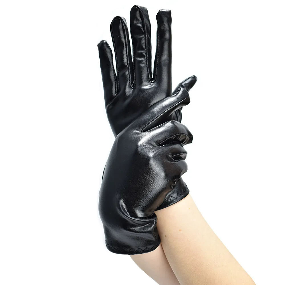 Patent sales leather gloves