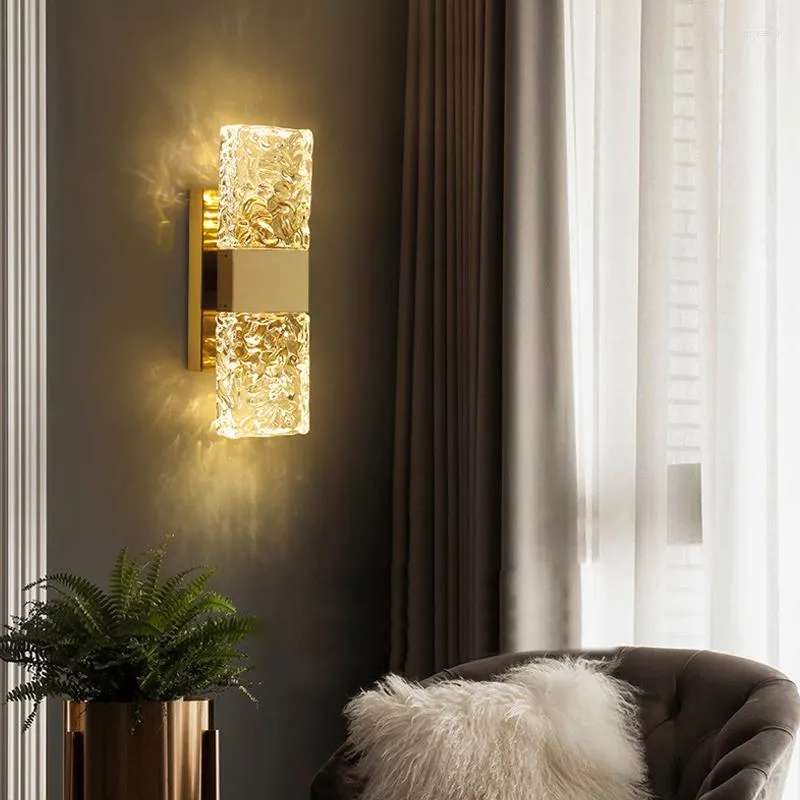 Vägglampor glas ledande ljus för sovrum vardagsrum loft gång foajé hem el inomhus modern designer guld dekoration sconce fixturer