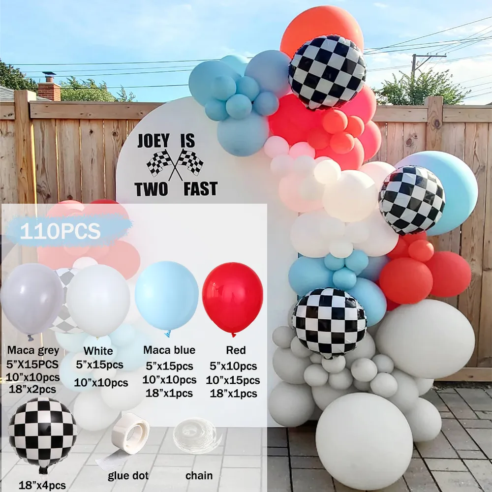Race Car Balloons Arch Kit 135-Piece - Cars Birthday Decorations With Large Tire Balloons
