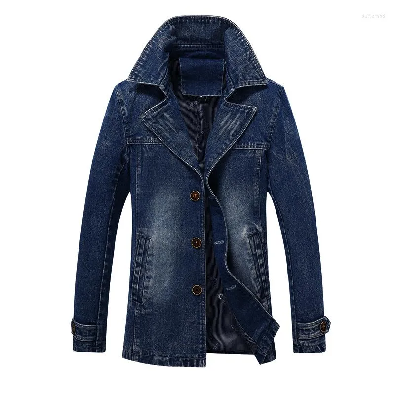 Men's Jackets Men Denim Coat Long Section Fashion Trench Masculina Homme Brand Casual Fit Overcoat Jacket Outerwear